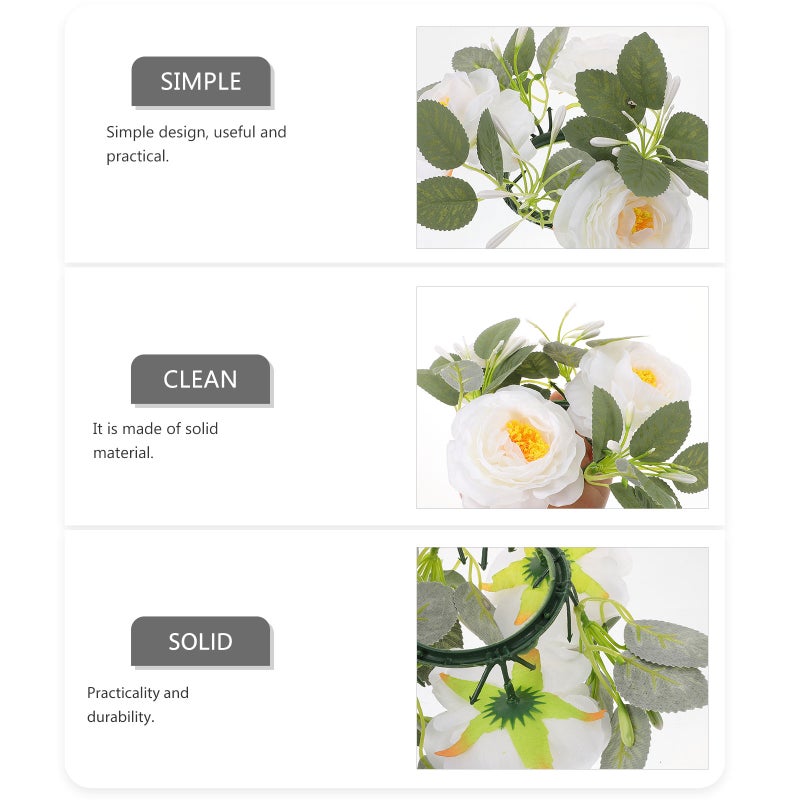 2pcs Candle Artificial Flower Leaves Candle Wreath Table Centerpiece Candle Wreath - Image 2