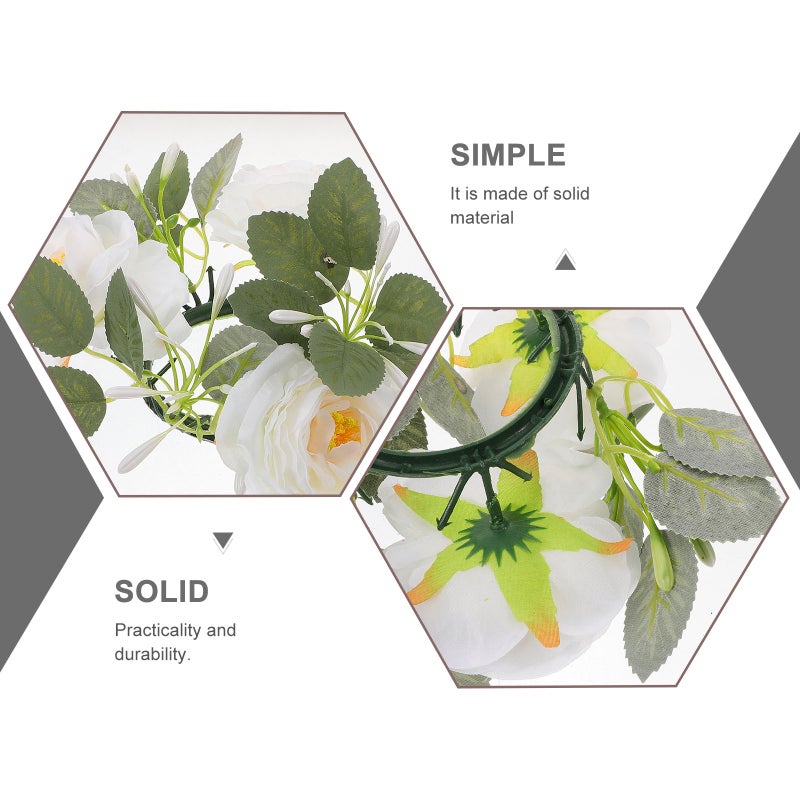 2pcs Candle Artificial Flower Leaves Candle Wreath Table Centerpiece Candle Wreath - Image 4