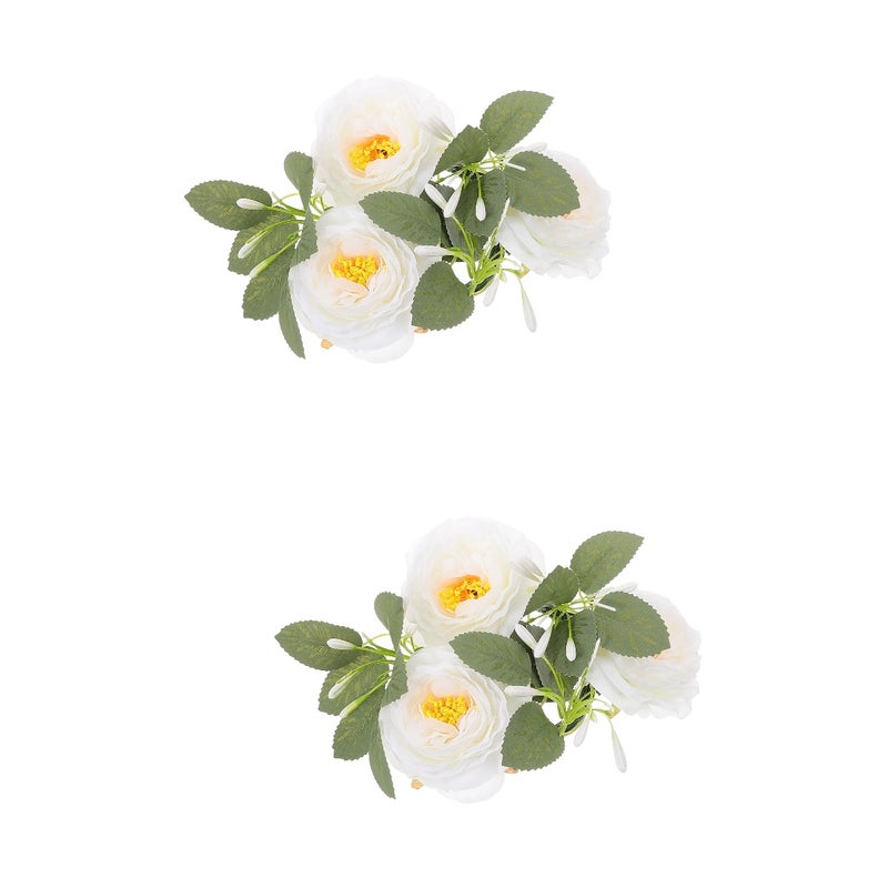 2pcs Candle Artificial Flower Leaves Candle Wreath Table Centerpiece Candle Wreath - Image 1