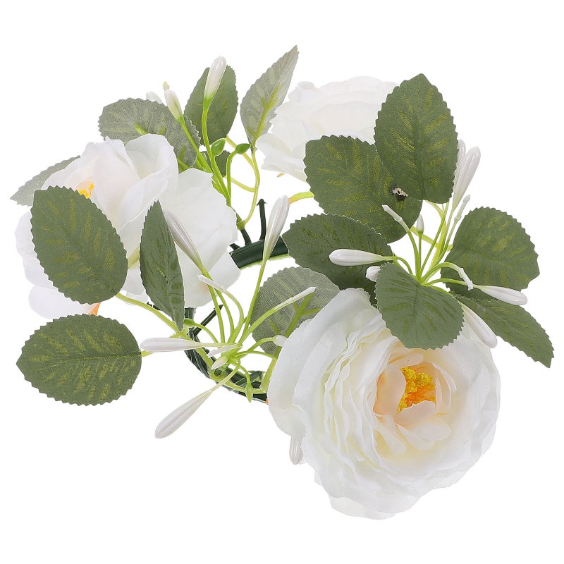 2pcs Candle Artificial Flower Leaves Candle Wreath Table Centerpiece Candle Wreath - Image 5