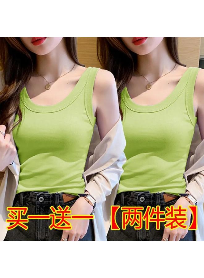 VUELO Single/two-piece Threaded Camisole Women's Spring And Summer New Round Neck Base Shirt All-match Wide Shoulder Belt Top - Image 1