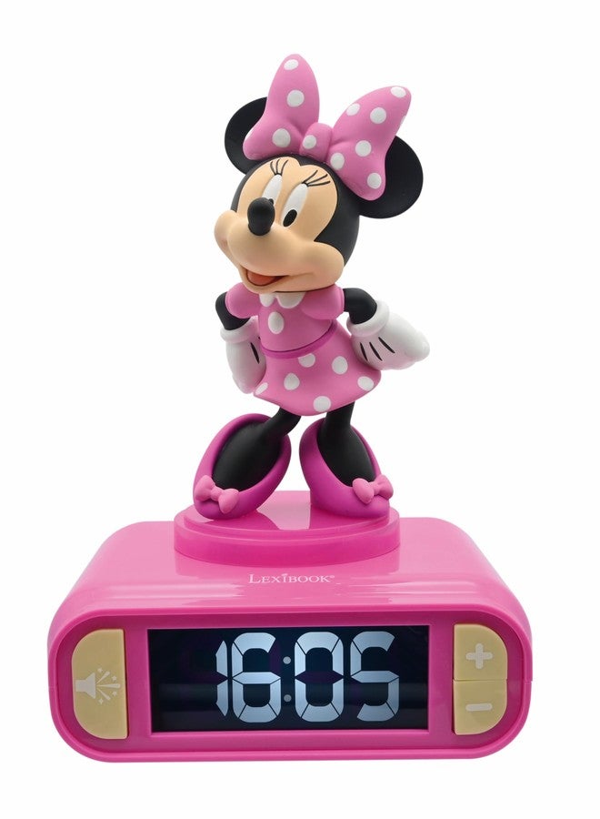 Lexibook, Disney Minnie, Minnie Nightlight Alarm Clock, Sounds and Melodies, LCD Backlit Screen, Luminous, Snooze, Pink, RL800MN - Image 1