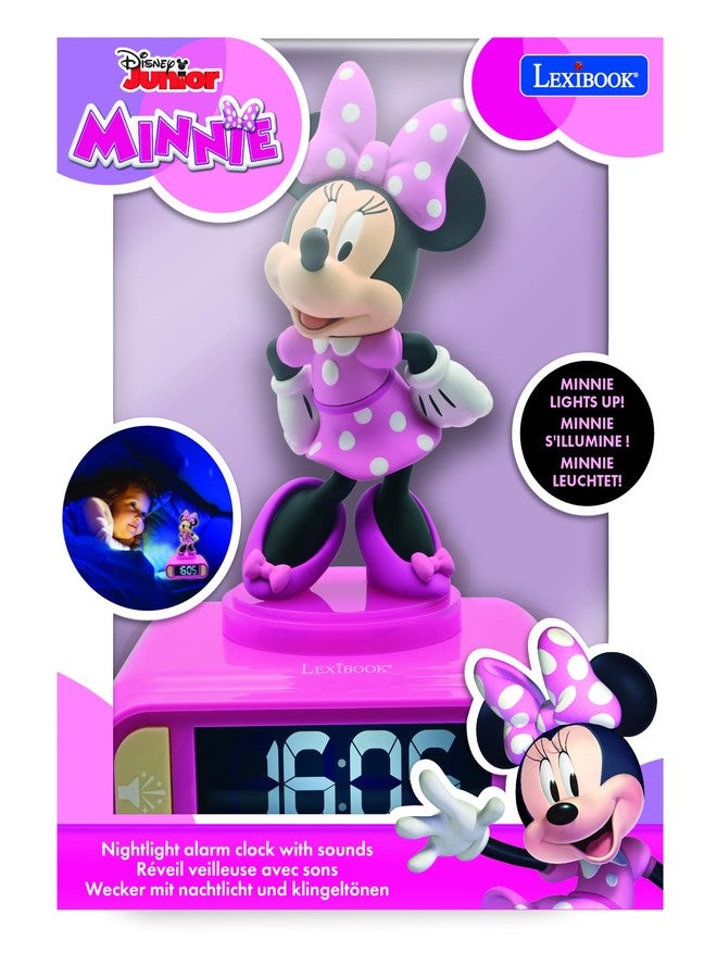 Lexibook, Disney Minnie, Minnie Nightlight Alarm Clock, Sounds and Melodies, LCD Backlit Screen, Luminous, Snooze, Pink, RL800MN - Image 3