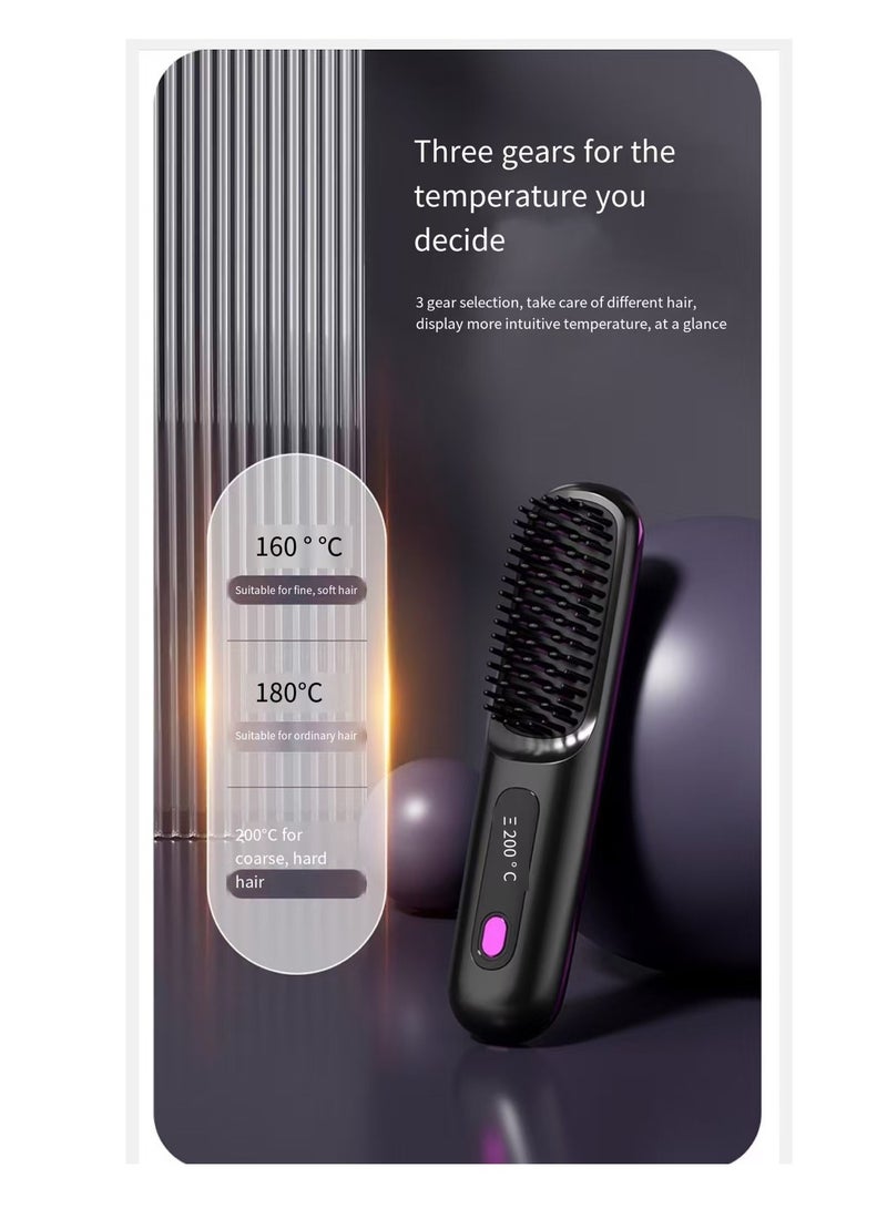 Generic LCD Wireless Hair Straightening Comb, Ceramic Electronic Comb Portable Hair Straightening Comb  - Image 4
