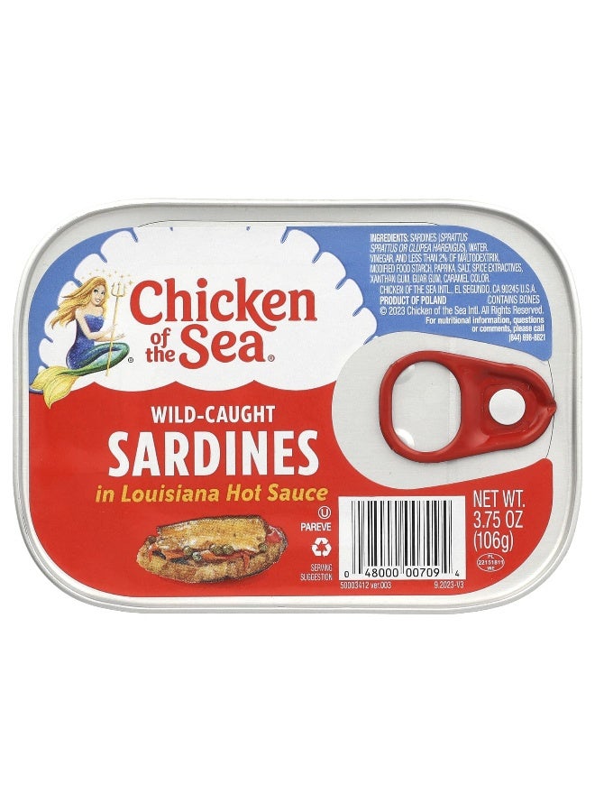 Chicken Of The Sea Chicken of the Sea, Wild-Caught Sardines in Louisiana Hot Sauce, 3.75 oz (106 g)  - Image 1