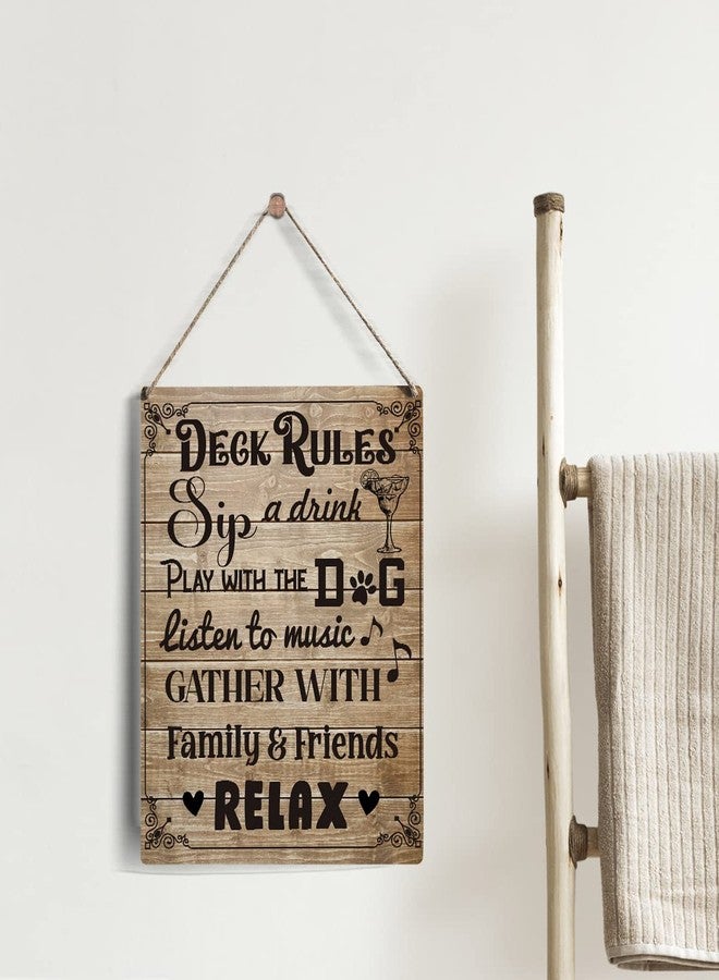 IAXIC Deck Decorations Outdoor Rules Sign Gifts, Rustic Sip Cold Drink Play with the Dog Deck Decor Wooden Signs Wood Plaque Hanging Sign Home Outdoor Decor 8 x 10 Inches - Image 3