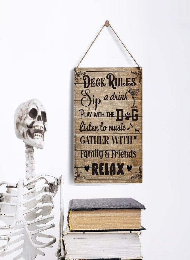 IAXIC Deck Decorations Outdoor Rules Sign Gifts, Rustic Sip Cold Drink Play with the Dog Deck Decor Wooden Signs Wood Plaque Hanging Sign Home Outdoor Decor 8 x 10 Inches - Image 4