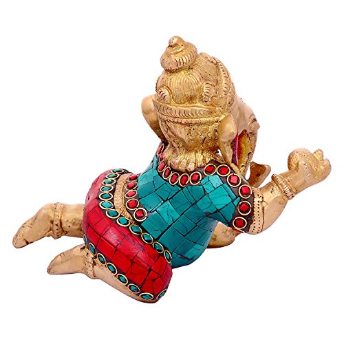 Idol Collections Crawling Brass Baby Ganesh Statue Hindu Success Lord Baby Ganesha Ganesh Murti Idol Statue Height 4 inch - Image 3