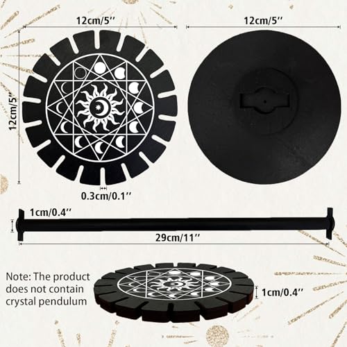 AHANDMAKER Pendulum Display Stand Wooden Pendulum Display Stand Stones Rocks Crystal Pendulum Holder with 18 Slots for Crystals Necklaces Accessories Decoration Spirit Altar Decoration Geometric Moon Phases - Image 3
