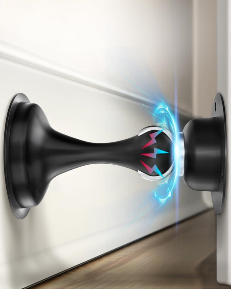 WINONLY Door Stoppers Magnetic Door Catch - 2 Pack Stainless Steel Heavy Duty Door Holder Stops for Bottom Top of Door - Wall Floor Mounting No Drill 3D Adhesive & Screws Strong Magnet Keep Door Open - Image 1