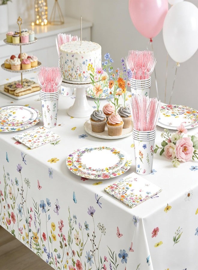 QIYANPAX Wildflower Party Decorations – Plates, Cups, Napkins, Cutlery, Banner, Tablecloth, Balloons, Honeycomb Centerpieces for Spring Floral Baby Shower Birthday Tea Party Decorations, Serves 24 - Image 5