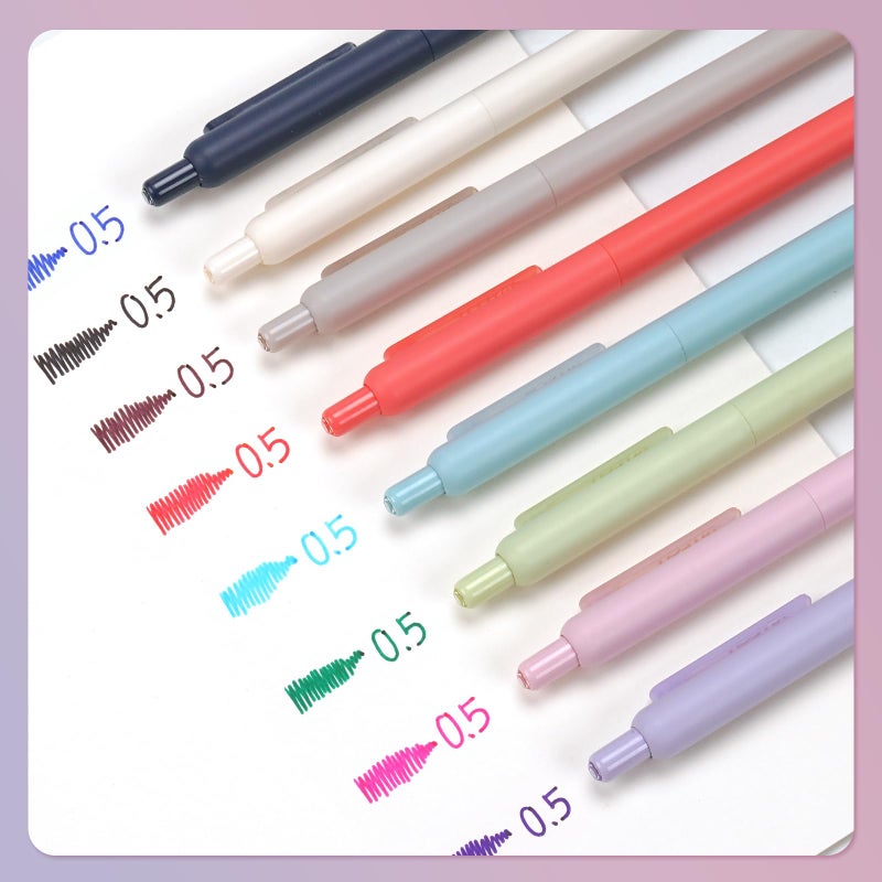 WRITECH Gel Pens Fine Point: Retractable 0.5mm Multicolor Ink 8ct Silent Click No Smear Smudge Extra Smooth Writing Bullet Tip Colored Pen Non Bleed for Journaling Note Taking Drawing - Image 2