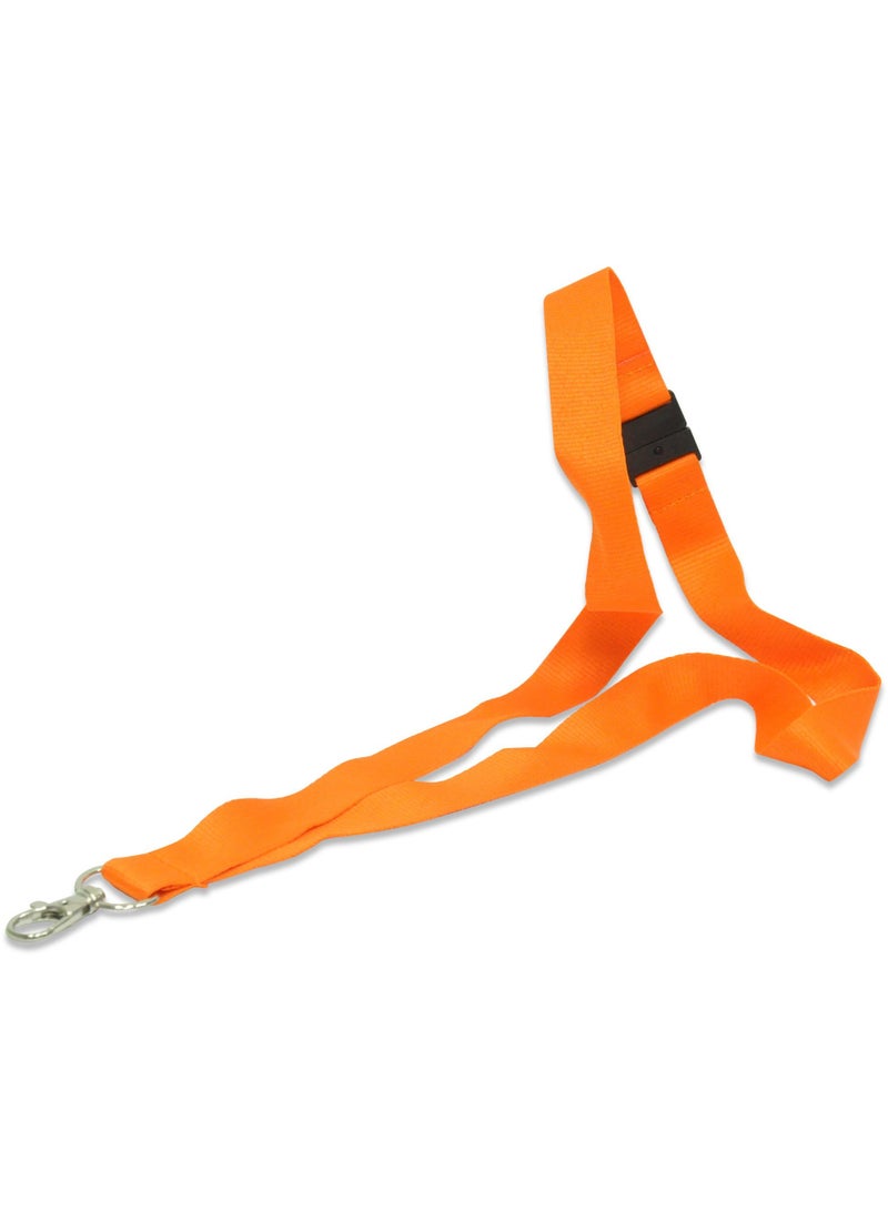 FIS Pack of 50 Pieces Flat Lanyard With Hook And Safety Buckle Badge Holder Orange - Image 1
