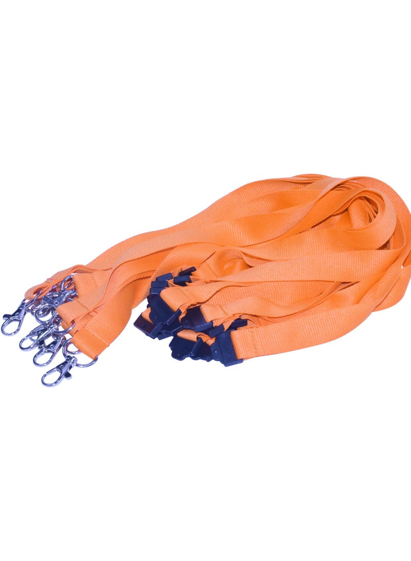 FIS Pack of 50 Pieces Flat Lanyard With Hook And Safety Buckle Badge Holder Orange - Image 2