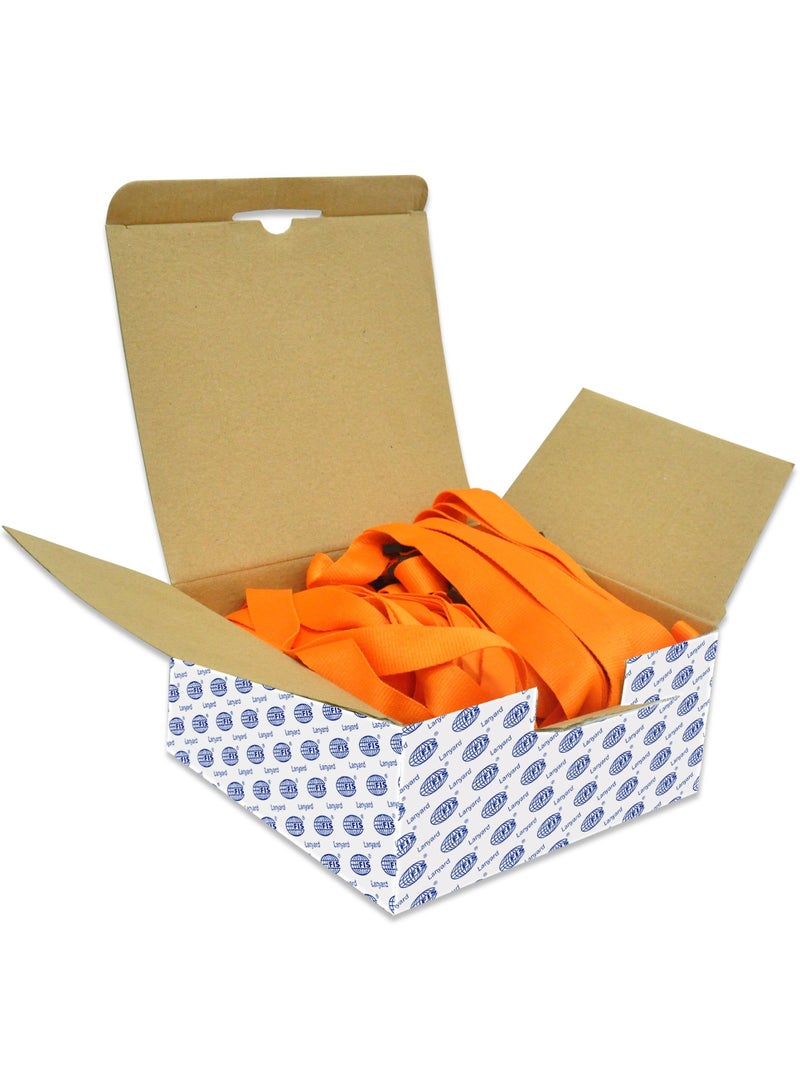 FIS Pack of 50 Pieces Flat Lanyard With Hook And Safety Buckle Badge Holder Orange - Image 3
