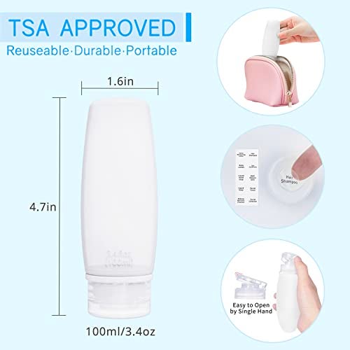 Craftend Silicone Travel Bottles for Toiletries TSA Approved Travel Size Containers Set 4 Pack Portable Leak Proof Refillable Cosmetic Squeeze Bottles Shampoo Hair Conditioner Body Lotion Bath Shower Gel - Image 5