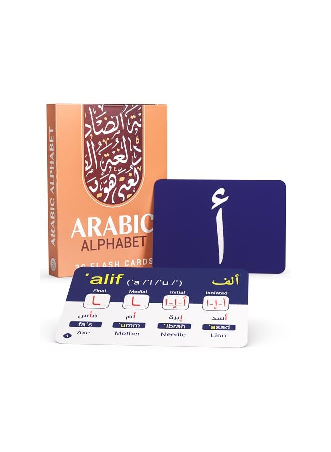 Briston Arabic Alphabet Flash Cards 28 Educational Language Learning Resource with Pictures for Memory & Sight Words - Fun Game Play - Grade School, Classroom, or Homeschool Supplies Briston Brand  - Image 1