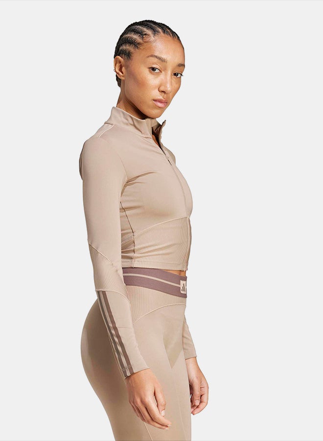 Adidas Hyperglam Rib Zip Thru Cover Up - Image 3