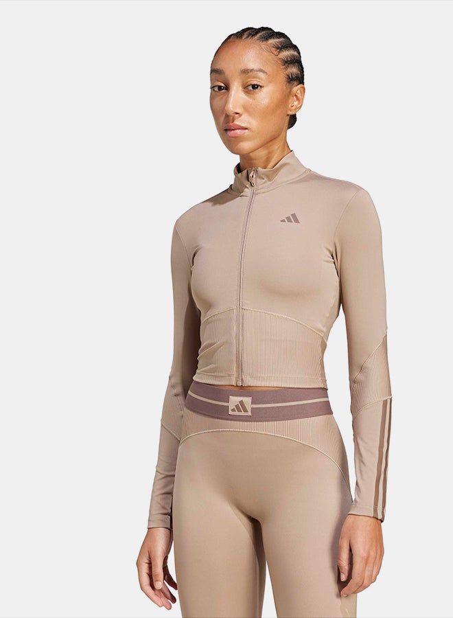 Adidas Hyperglam Rib Zip Thru Cover Up - Image 1