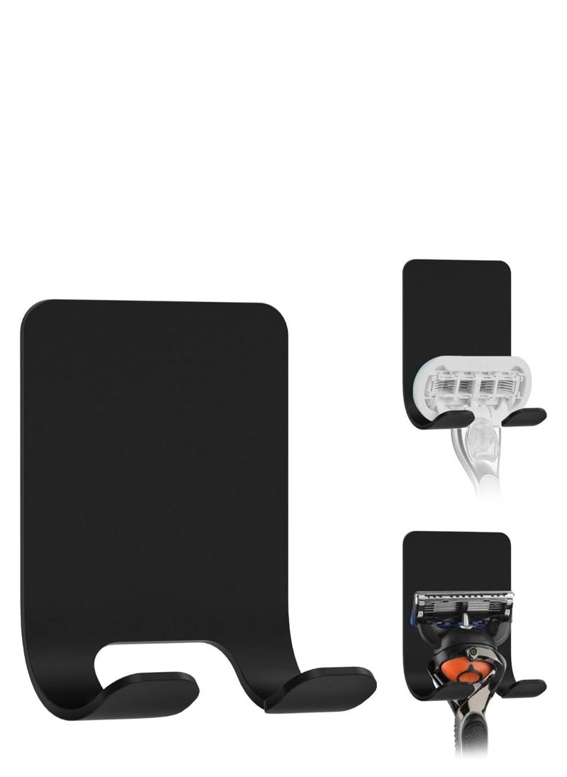 Generic Bathroom Razor Holder, 4-Piece Black , Wall Mount Storage Hooks, Self-Adhesive, Hooks  - Image 1