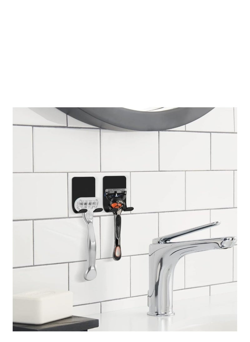 Generic Bathroom Razor Holder, 4-Piece Black , Wall Mount Storage Hooks, Self-Adhesive, Hooks  - Image 2