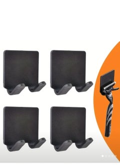 Generic Bathroom Razor Holder, 4-Piece Black , Wall Mount Storage Hooks, Self-Adhesive, Hooks  - Image 4
