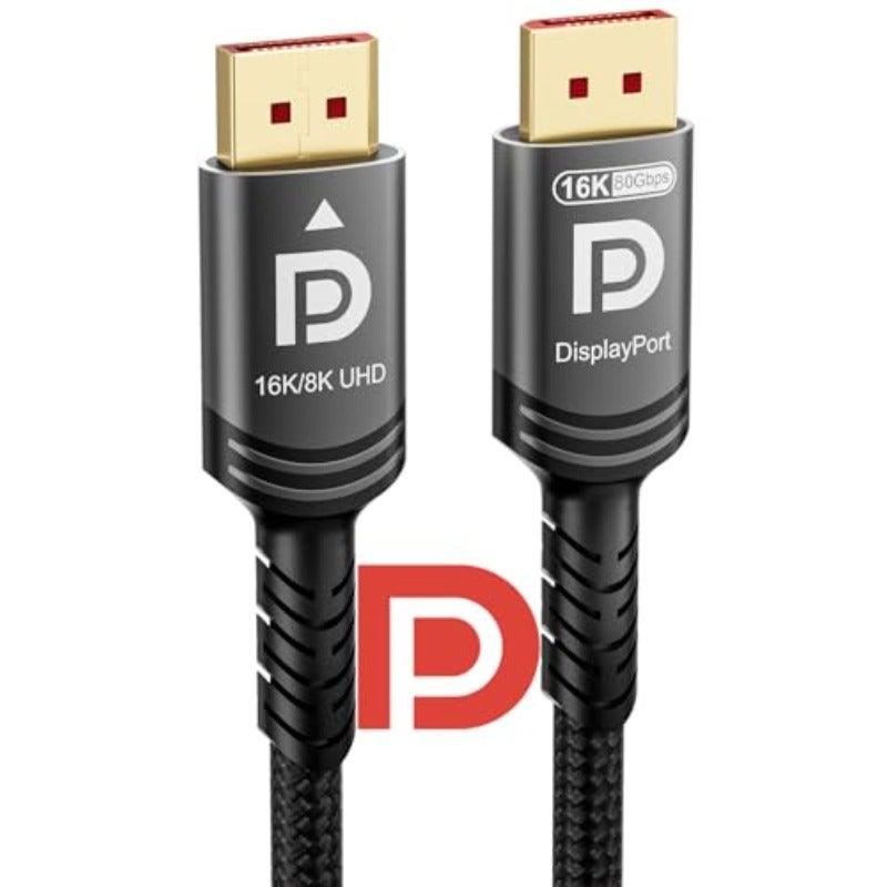 كابل DisplayPort 2.1 بسرعة 80 جيجابت في الثانية، بطول 10 أقدام، معتمد من فيسا، كابل DP إلى DP، دقة 4K، معدل تحديث 540 هرتز، 360 هرتز، 240 هرتز، 120 هرتز، 16K، 8K، معدل نقل بيانات عالي جدًا UHBR20، دعم DSC1.2a، متوافق مع AMD Ryzen 7900X، بطاقة رسومات GeForce RTX5090، لشاشة الكمبيوتر المحمول - Image 1