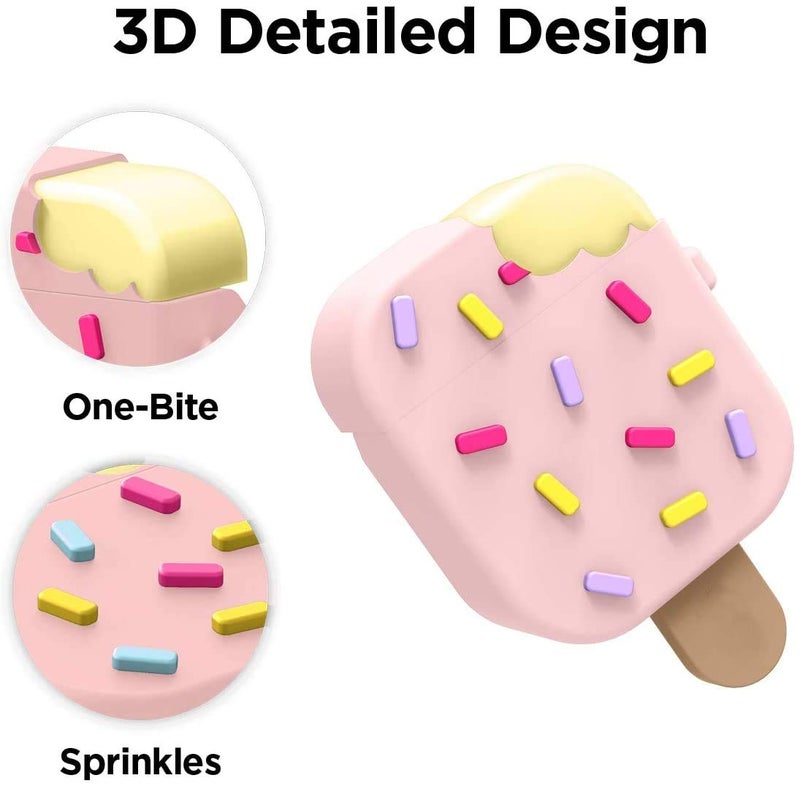 Meyaar Silicone Case for Apple Airpods 4 (2024) Cute Design for AirPods 4 with Active Noise Cancellation (ANC) with Keychain Shockproof Protective Case (Ice Cream (Pink)) - Image 5