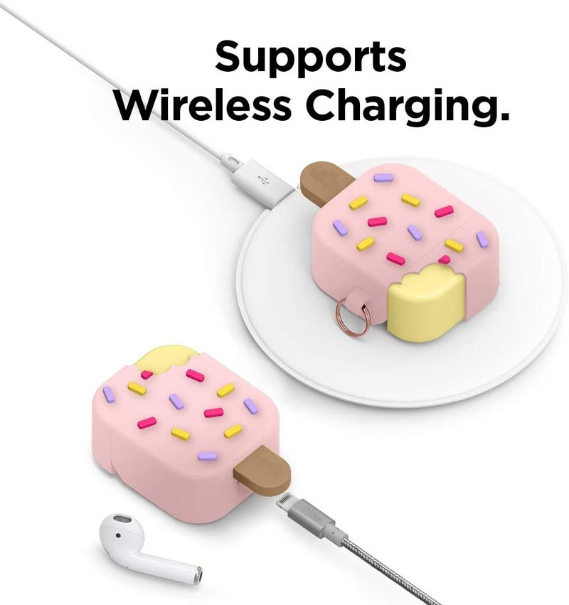 Meyaar Silicone Case for Apple Airpods 4 (2024) Cute Design for AirPods 4 with Active Noise Cancellation (ANC) with Keychain Shockproof Protective Case (Ice Cream (Pink)) - Image 3