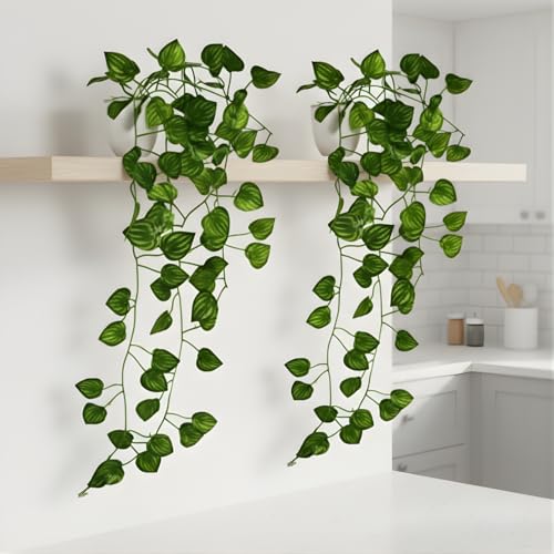 fancymart Artificial Vine Plant Falling with Pot: Pack of 2 (Natural Touch & Feel) - Home and Office Decor with Small Size Pot (45 x 17 x 7 CM) - Image 1