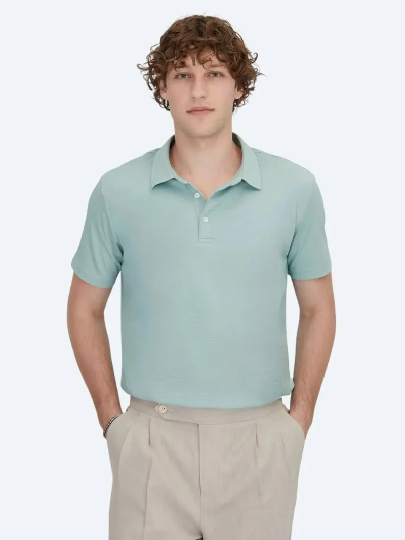 Kip Green Polo Neck Cotton Blended T-Shirt