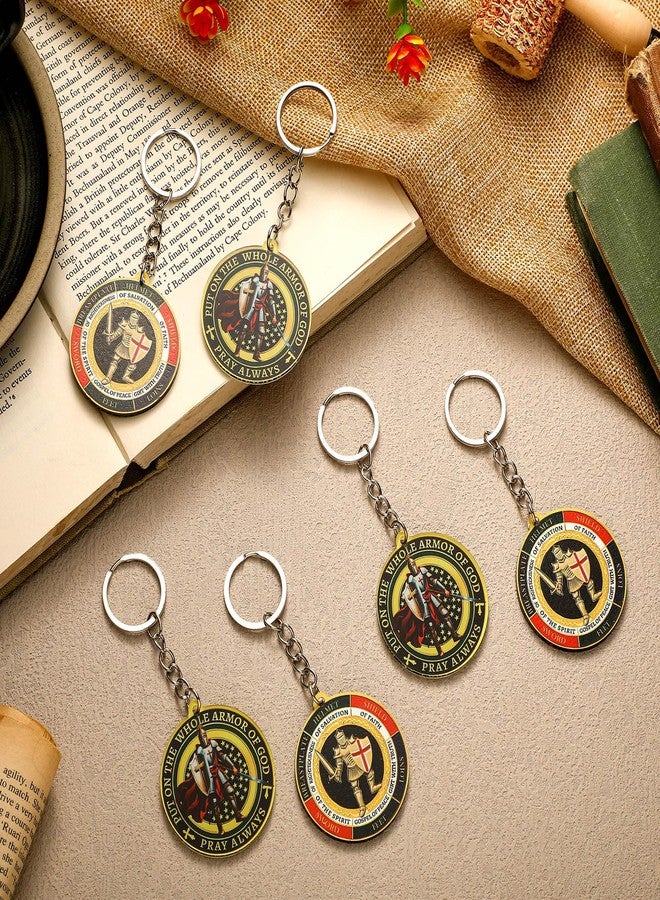 سوريو مجموعة هدايا دينية لعيد الميلاد للرجال من Sureio Christian Wearing the Complete Armor of God، سلسلة مفاتيح عسكرية هدية تذكارية (48 قطعة، دائرية) - Image 4