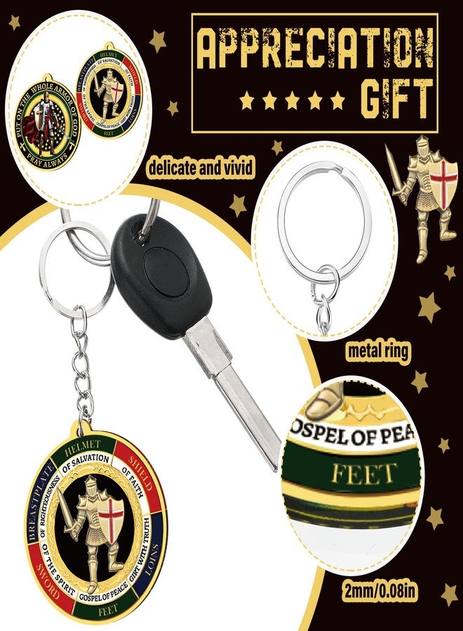 سوريو مجموعة هدايا دينية لعيد الميلاد للرجال من Sureio Christian Wearing the Complete Armor of God، سلسلة مفاتيح عسكرية هدية تذكارية (48 قطعة، دائرية) - Image 3