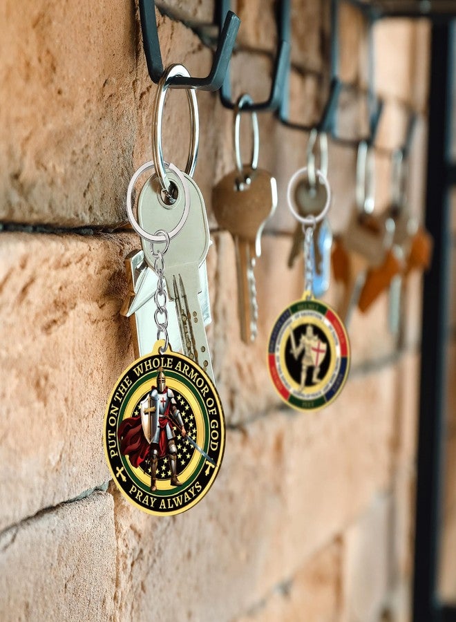 سوريو مجموعة هدايا دينية لعيد الميلاد للرجال من Sureio Christian Wearing the Complete Armor of God، سلسلة مفاتيح عسكرية هدية تذكارية (48 قطعة، دائرية) - Image 5