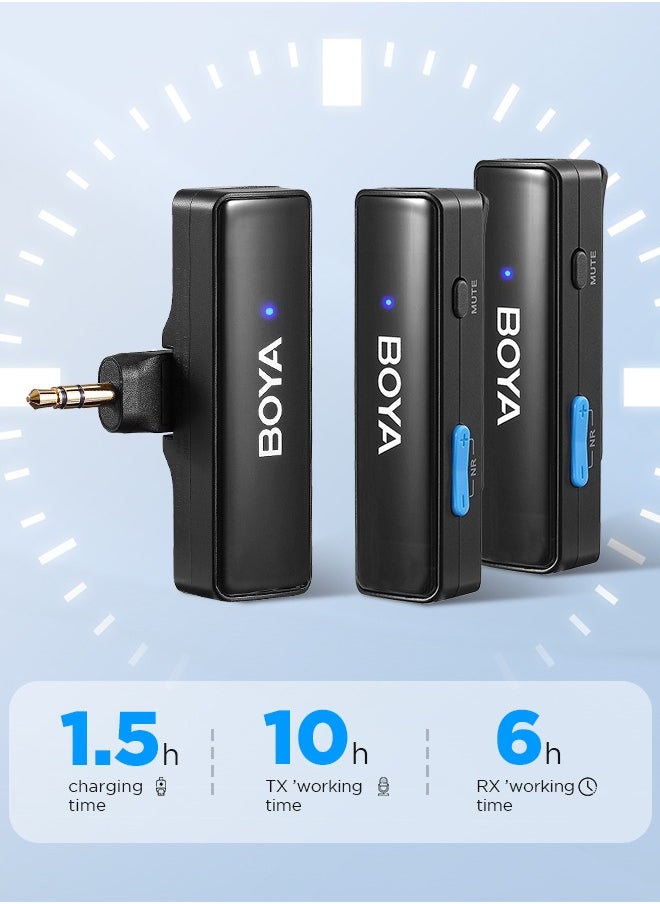 BOYA - Wireless Lavalier Microphone for iPhone iPad, Android Devices, Mini Lapel Mics Plug-Play 2.4Ghz Ultra-Low Delay Noise Reduction for Interview Podcast Vlog YouTube(2*TX+RX) - Image 1