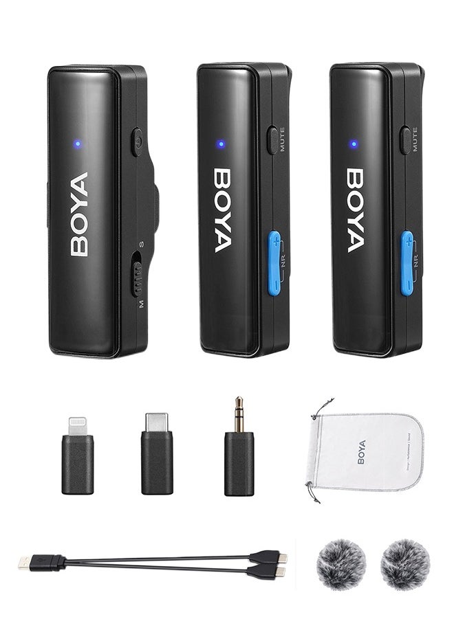 BOYA - Wireless Lavalier Microphone for iPhone iPad, Android Devices, Mini Lapel Mics Plug-Play 2.4Ghz Ultra-Low Delay Noise Reduction for Interview Podcast Vlog YouTube(2*TX+RX) - Image 1
