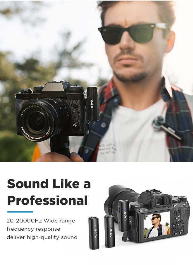 BOYA - Wireless Lavalier Microphone for iPhone iPad, Android Devices, Mini Lapel Mics Plug-Play 2.4Ghz Ultra-Low Delay Noise Reduction for Interview Podcast Vlog YouTube(2*TX+RX) - Image 1