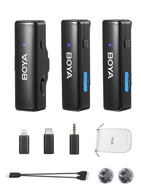 Wireless Lavalier Microphone for iPhone iPad, Android Devices, Mini Lapel Mics Plug-Play 2.4Ghz Ultra-Low Delay Noise Reduction for Interview Podcast Vlog YouTube(2*TX+RX)