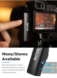 BOYA Wireless Lavalier Microphone for iPhone iPad, Android Devices, Mini Lapel Mics Plug-Play 2.4Ghz Ultra-Low Delay Noise Reduction for Interview Podcast Vlog YouTube(2*TX+RX)  - Image 4