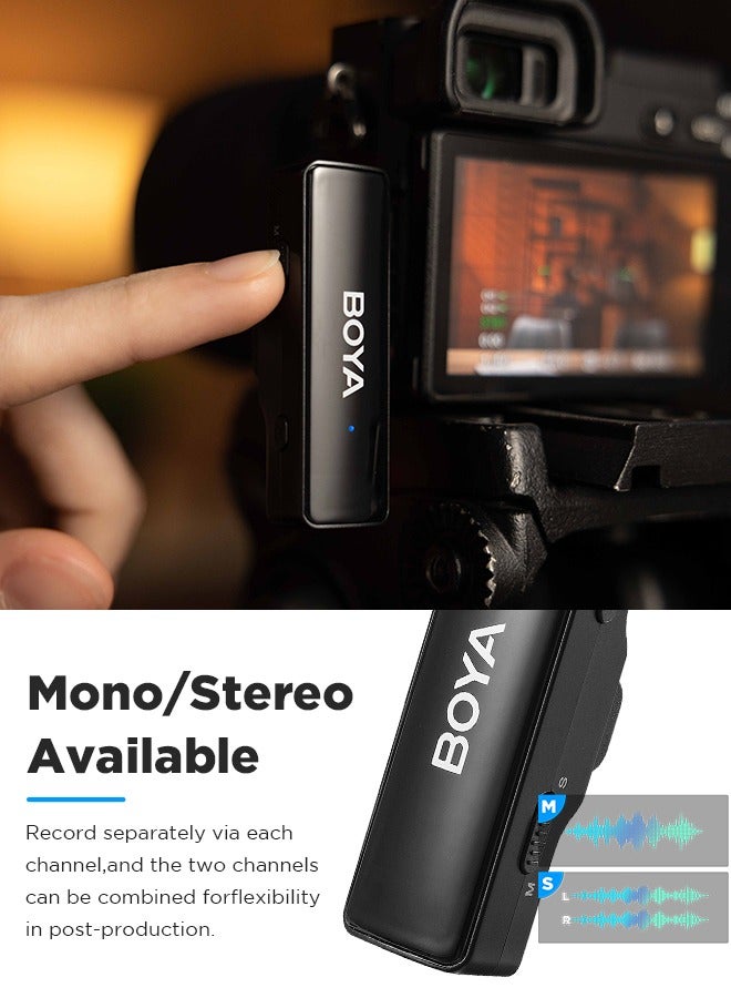 BOYA Wireless Lavalier Microphone for iPhone iPad, Android Devices, Mini Lapel Mics Plug-Play 2.4Ghz Ultra-Low Delay Noise Reduction for Interview Podcast Vlog YouTube(2*TX+RX) - Image 5