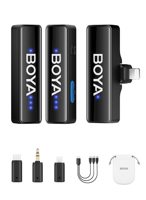 Wireless Lavalier Microphone for iPhone iPad, Android Devices, Mini Lapel Mics Plug-Play 2.4Ghz Ultra-Low Delay Noise Reduction for Interview Podcast Vlog YouTube(2*TX+RX)