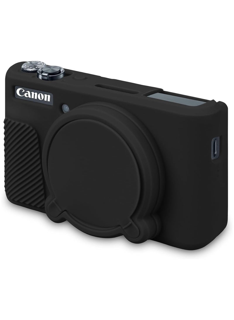 Silicone Camera Case for Canon PowerShot SX740/ SX730 Digital Camera, SX740 Camera Soft Case Cover Rubber Camera Sleeve with Removable Lens Cover, Black  - Image 1