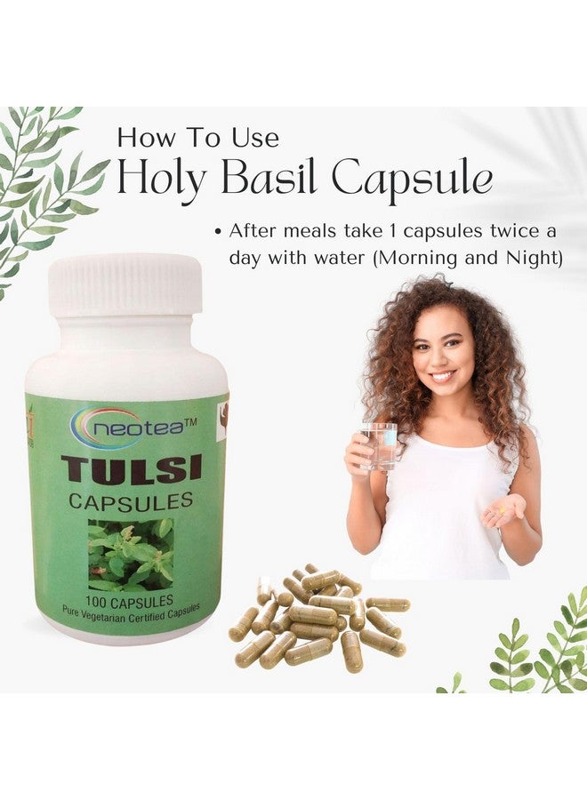 Neotea Tulasi (Holy Basil) Capsules | Natural Herbal Supplement for Respiratory Health | Boosts Immunity | Relieves Cough & Cold | Supports Wellness | 100% Pure Tulsi Extract | 500mg - 100 Capsules - Image 2