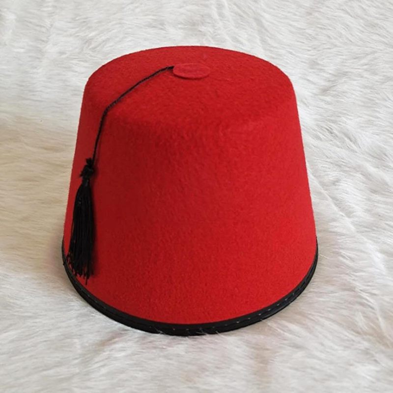 Red Felt Fez Hat with Black Tassel Egyptian Tal Bush Hat Performance Hat - Image 4