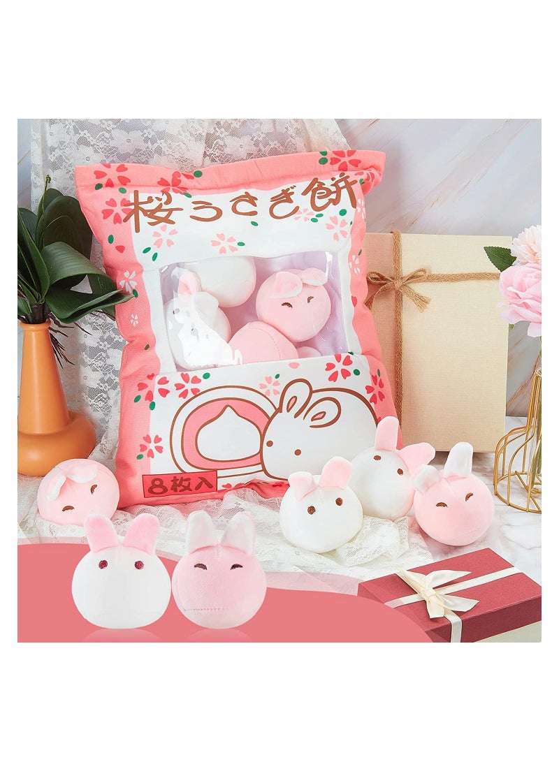SYOSI Cute Plush Pillow Kawaii Room Decor Throw Pillow Removable Stuffed Animal Toys Fluffy Cherry Blossom Bunnies Creative Gifts for Teens Girls Kids - Image 5