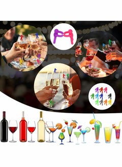 NIBEMINENT 12Pcs Drink Glasses Markers, Label Tags Identifiers, Colorful Reusable Charms for Glass Cups Bottles Home Party Favors  - Image 5