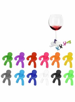 NIBEMINENT 12Pcs Drink Glasses Markers, Label Tags Identifiers, Colorful Reusable Charms for Glass Cups Bottles Home Party Favors  - Image 1