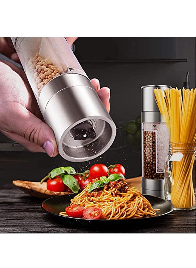 Captaintech 2 in 1 Manual Salt Pepper Grinder, 2Pack Sichuan Pepper Black Pepper White Pepper Mills, Double End Seasoning Grinding Millers for Rose Salt Sea Salt Coarse Salt, Stainless Steel Kitchen Tools - Image 3