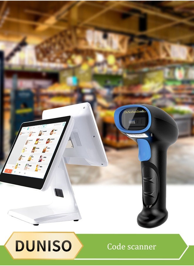 DUNISO - USB All in One Wireless Barcode Scanner with 2.4GHz Nano Receiver for The Best Wireless Scanning Experience,Can Scan All Types of Barcode and QR Code,Also Supports Wired Scanning - Image 1