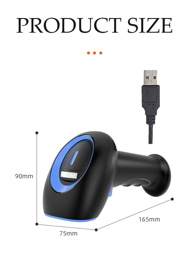 DUNISO - USB All in One Wireless Barcode Scanner with 2.4GHz Nano Receiver for The Best Wireless Scanning Experience,Can Scan All Types of Barcode and QR Code,Also Supports Wired Scanning - Image 1